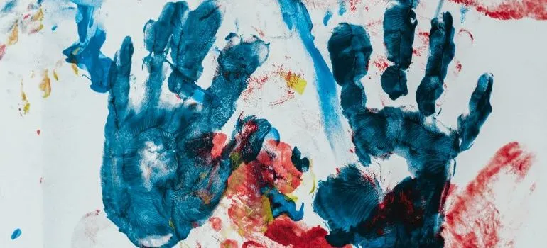 Hands printed in paint
