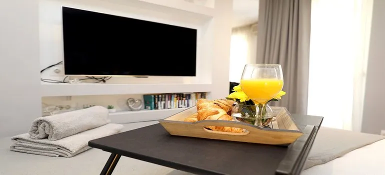 A tv in a room