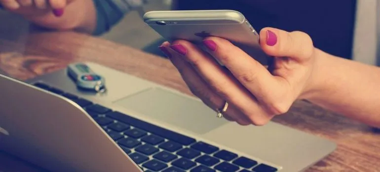 A laptop and a phone