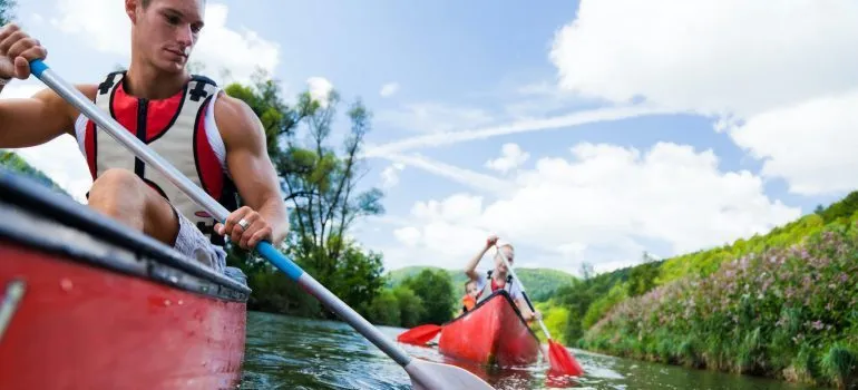 Man and woman kayaking