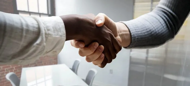 The first step prepare for a job interview - shaking hand