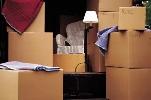 Moving boxes and furniture
