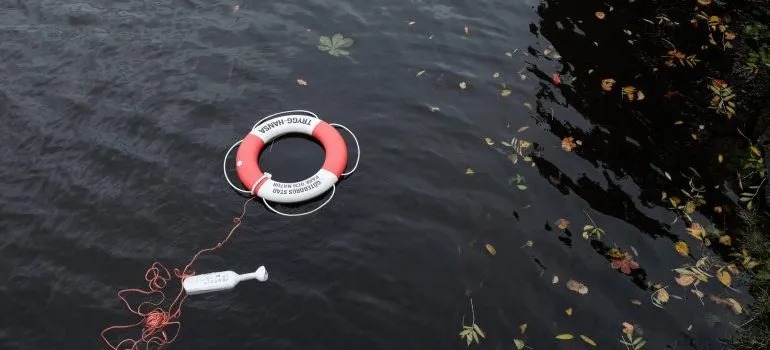 A lifebuoy floating on the water