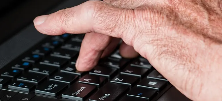 a person sending emails before your office move 