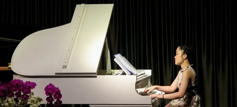 A girl playing the piano