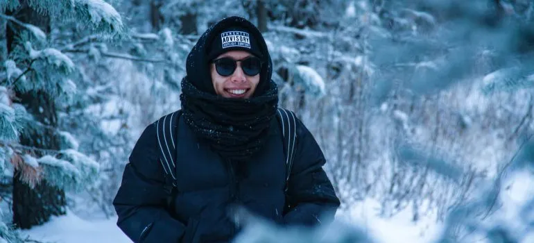 a man in the snow