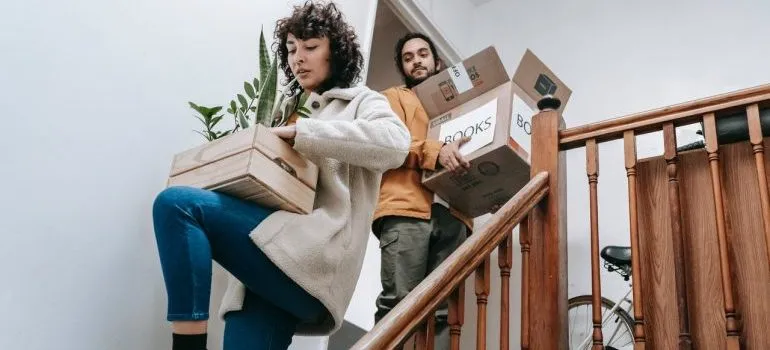 Couple in Preparations for a summer move.