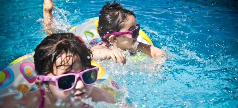 Children swimming in a pool