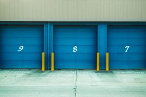 Storage units with blue doors