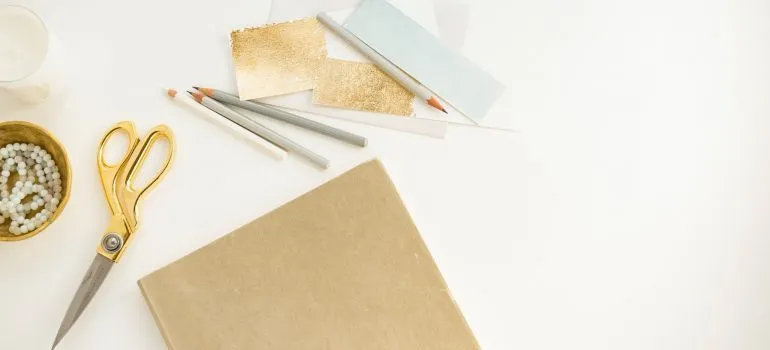 scissors and pencils for labels