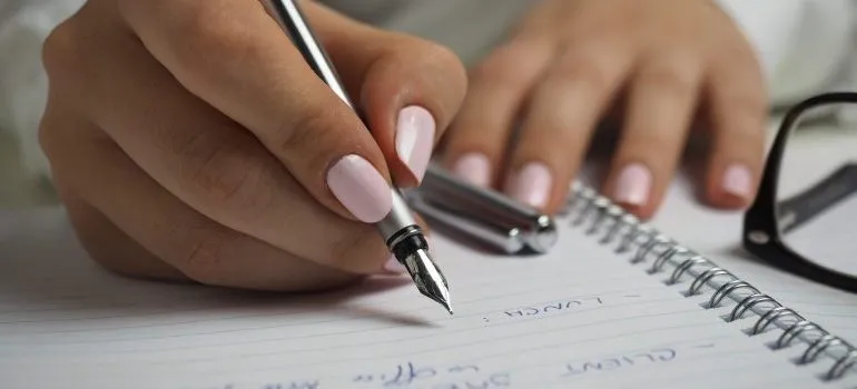 A woman writing