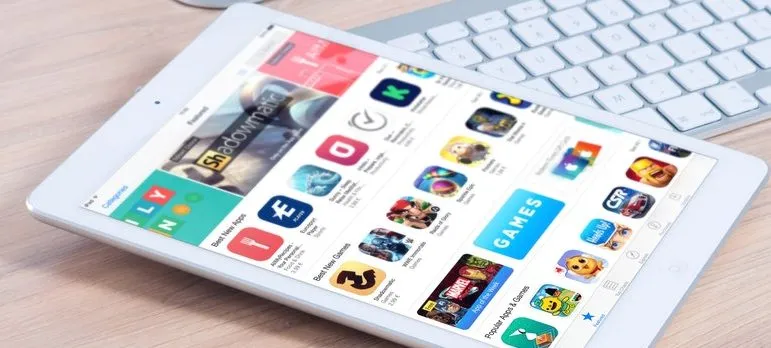 a tablet with applications on the screen